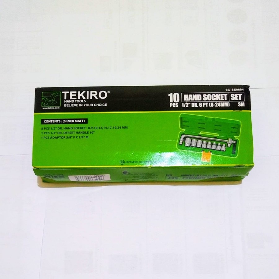 Kunci Sok Shock Set 1/2&quot; Inch Tekiro 8-24 MM 10Pcs Kunci Sock Set Tekiro