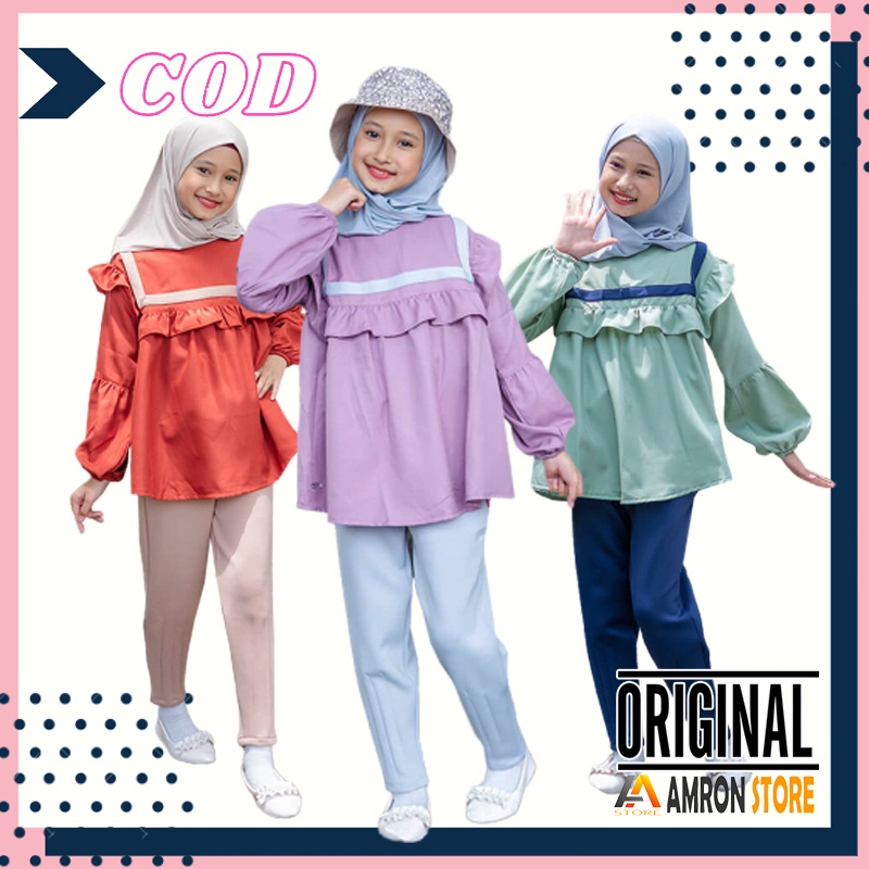 Setelan Baju Muslim Anak Perempuan Umur 3 4 5 6 7 8 9 10 11 12 Tahun Model Terbaru Lebaran Yumna One Set