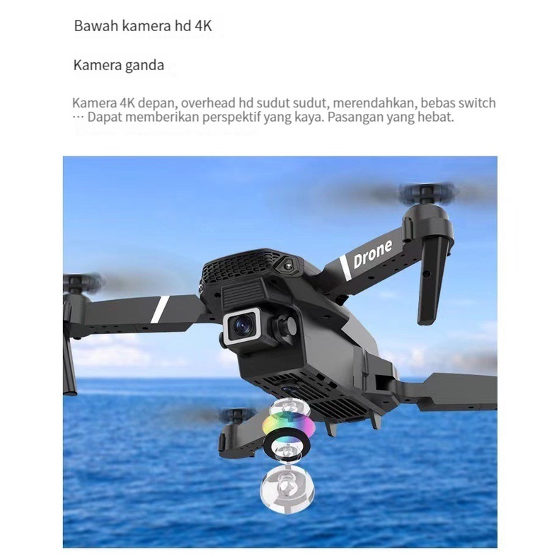 COD WTW Smart Drone E88 /E68Pro 4k HD Camera Shoot Original Indoor Outdoor Drone Mini RC 4K HD Camera/P8(Dikirim Dari Jakarta)New Drone