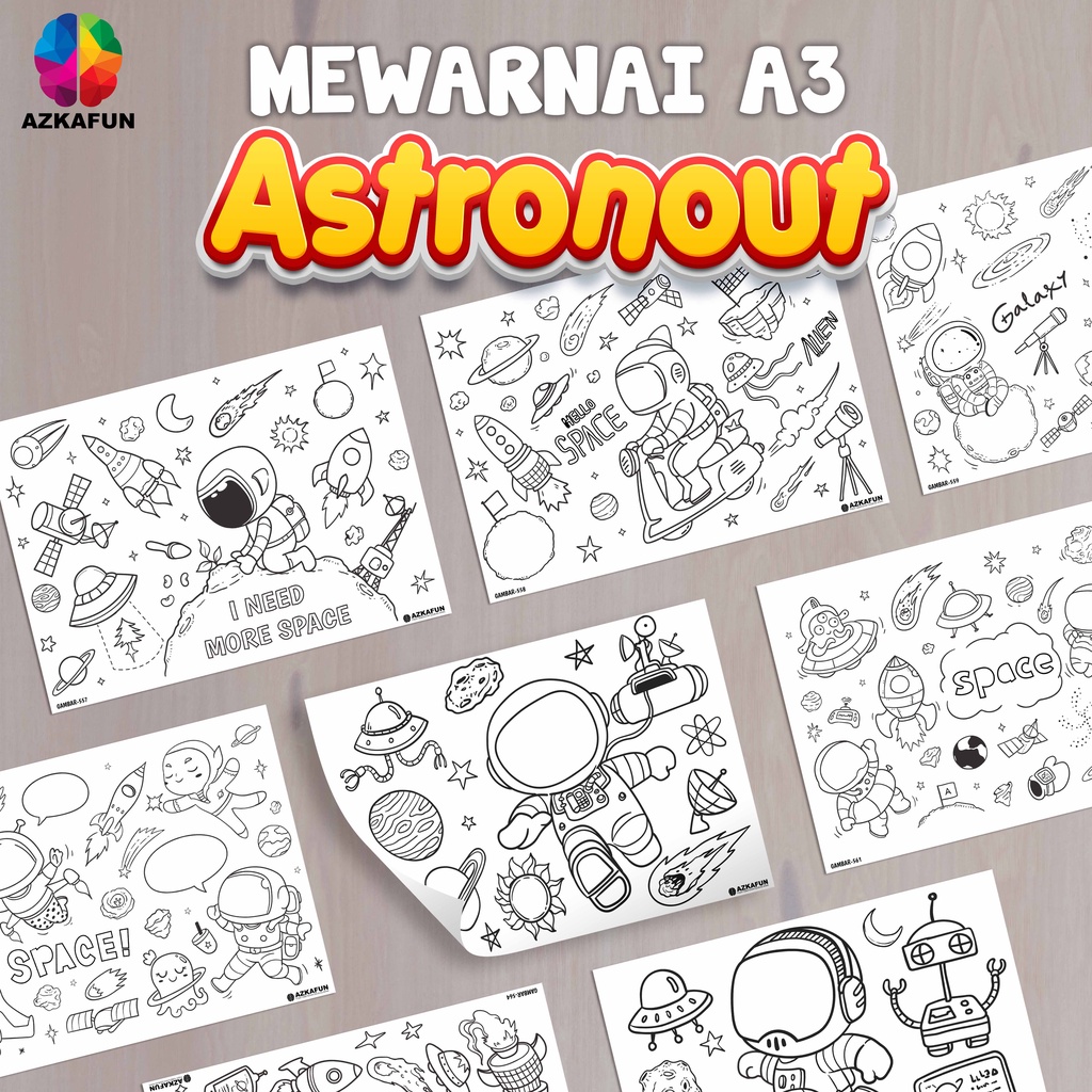 Kertas Mewarnai A3 ASTRONOUT - Mewarnai anak