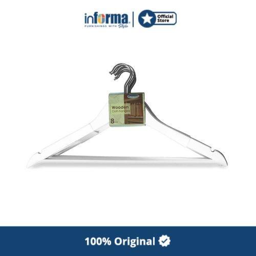 Terlaris Informa - Set Hanger Kayu 8 Pcs - Putih