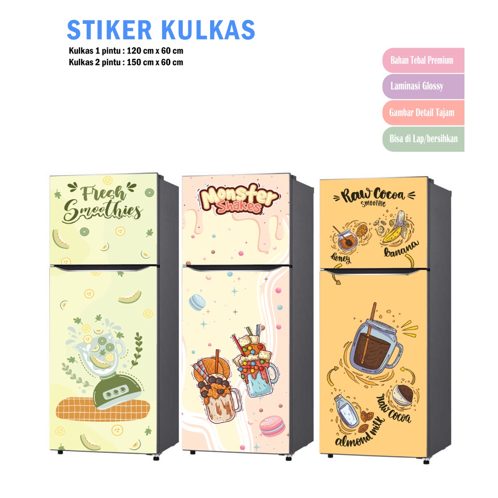 Stiker Kulkas 1 Pintu dan Sticker Kulkas 2 pintu Minuman Seger