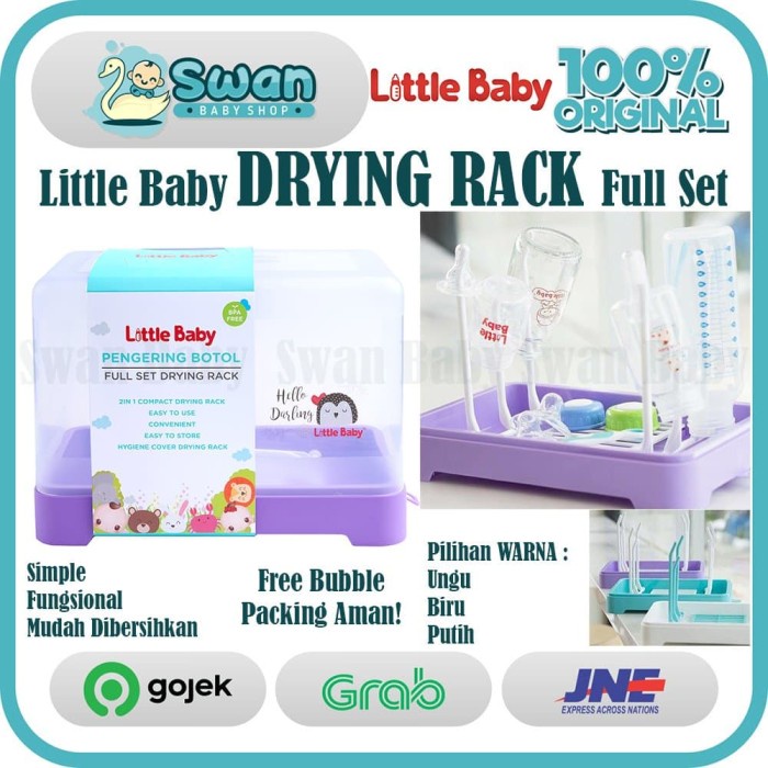 Terlaris Dot Little Baby Full Set Drying Rack Rak Pengering Botol Susu Dengan Tutup