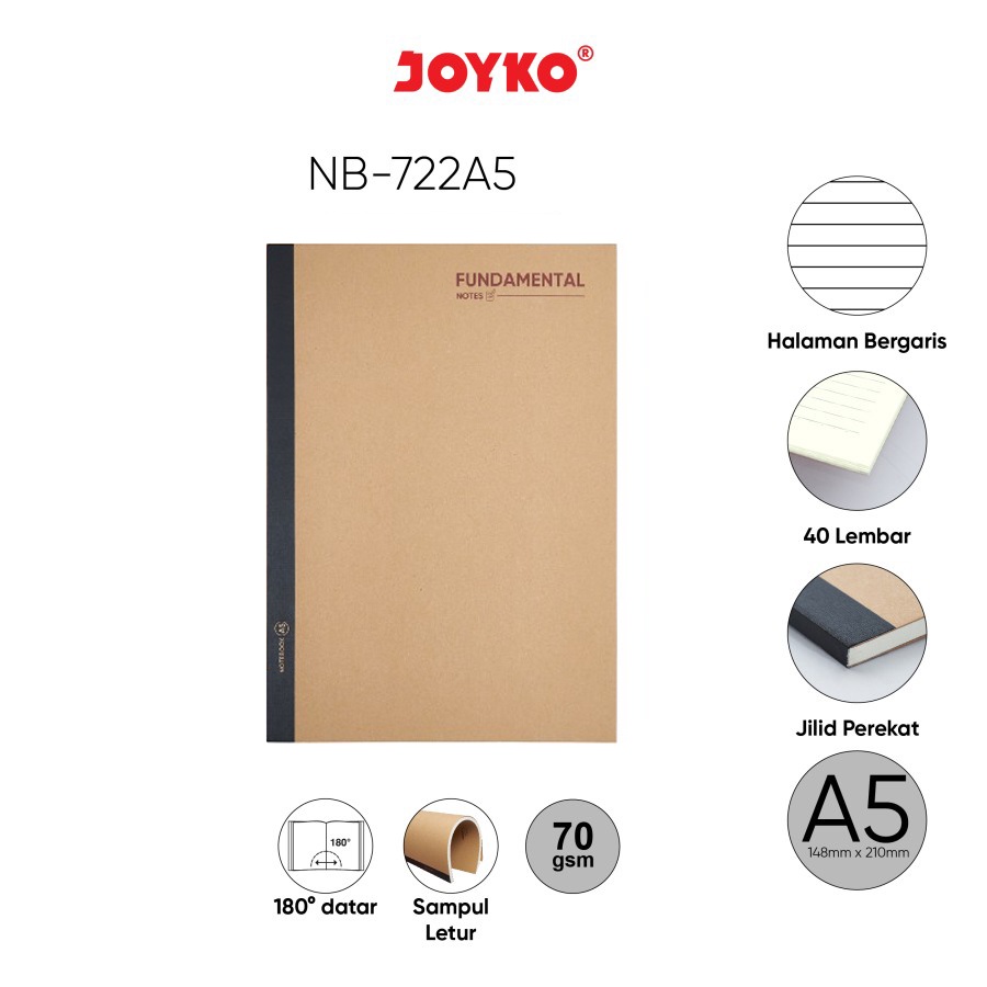 Ruled Notebook Buku Tulis Catatan Bergaris Joyko NB-722 A5 Fundamental