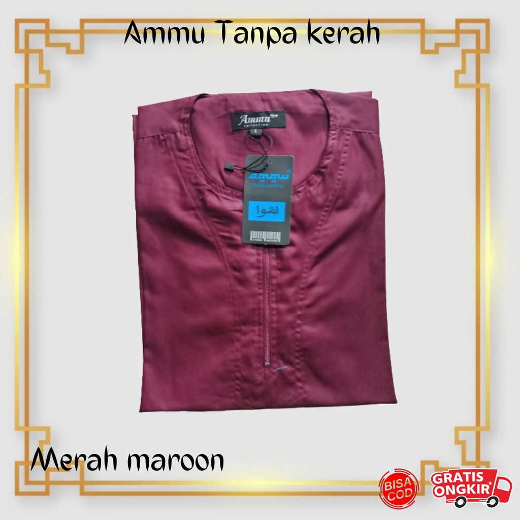 Promo Baju  Koko Ammu Dewasa Tanpa Kerah Merah Series Termurah