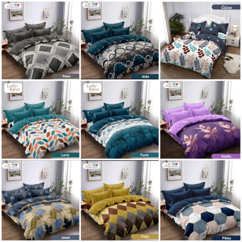 Lady rose/ Bedcover lady rose karet (flat) ukuran 200x200 / lady rose ~ internal