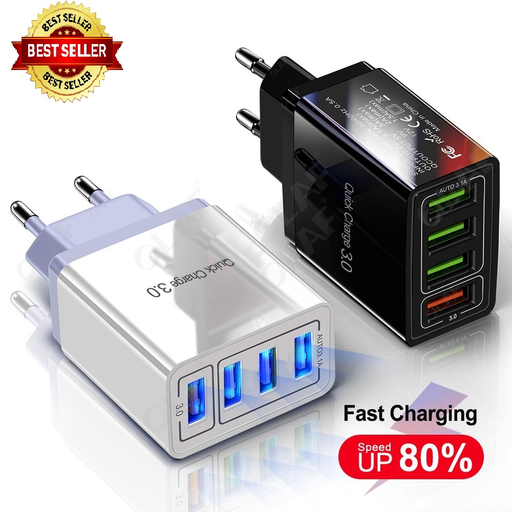 Charger Usb Fast Charging QC3.0 4 Port 48W - kepala casan - adaptor carger universal