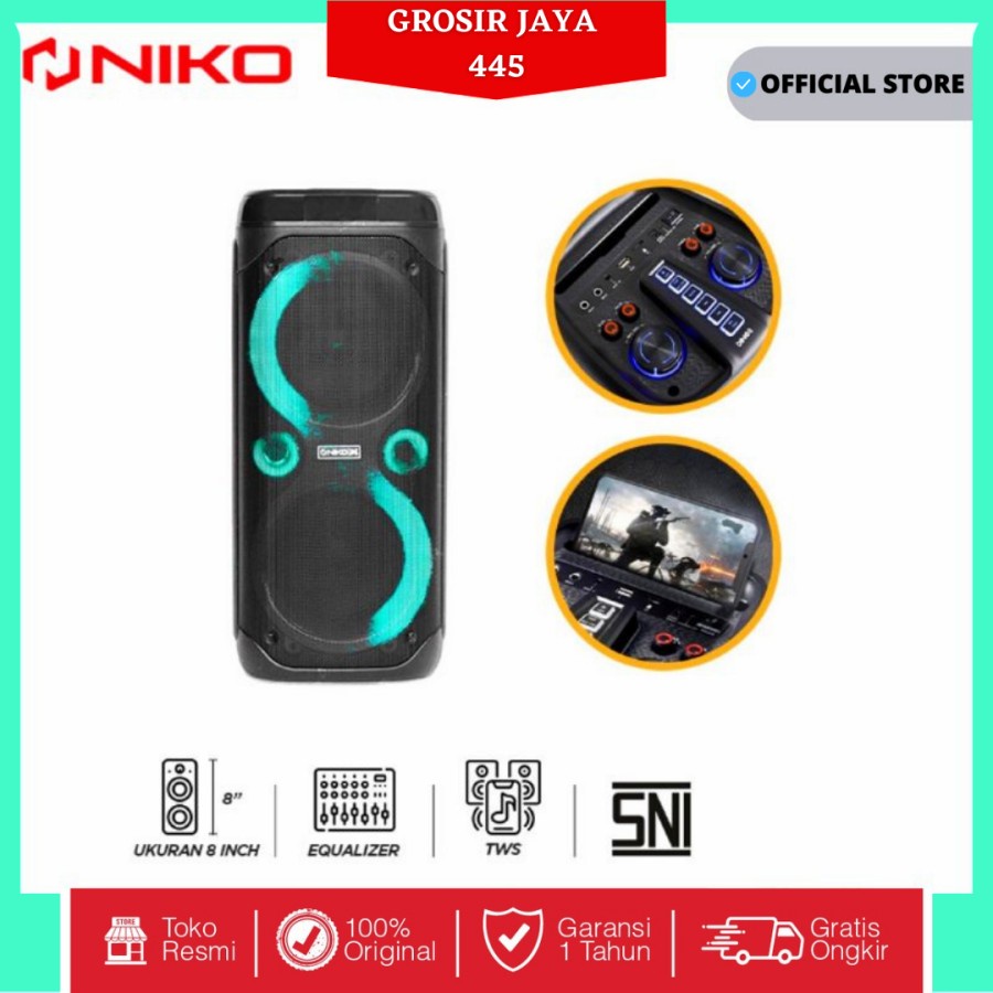 NIKO Speaker Bluetooth 8 inch DINO 8B - 2 mic