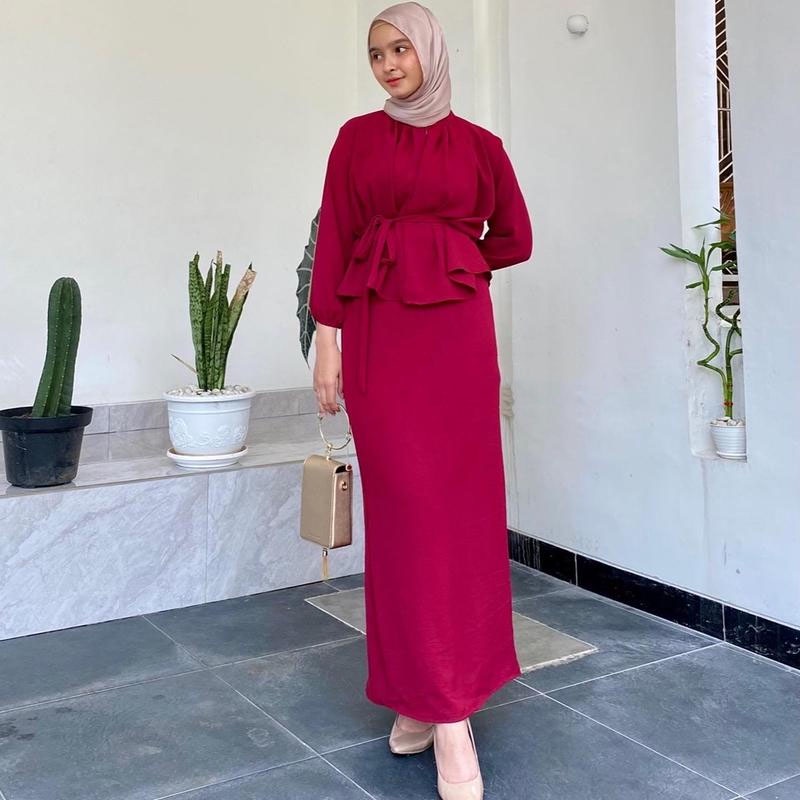 SRIWA One Set Gamis Setelan Wanita Crinkle Dini Set Rok Dan Atasan Os01-4