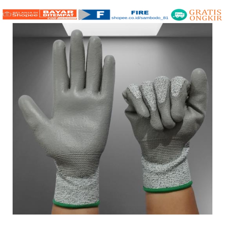 Sarung Tangan Karet anti potong Glove UCI Safety Mekanik Industri Nylon dilapisi karet Polyurethane