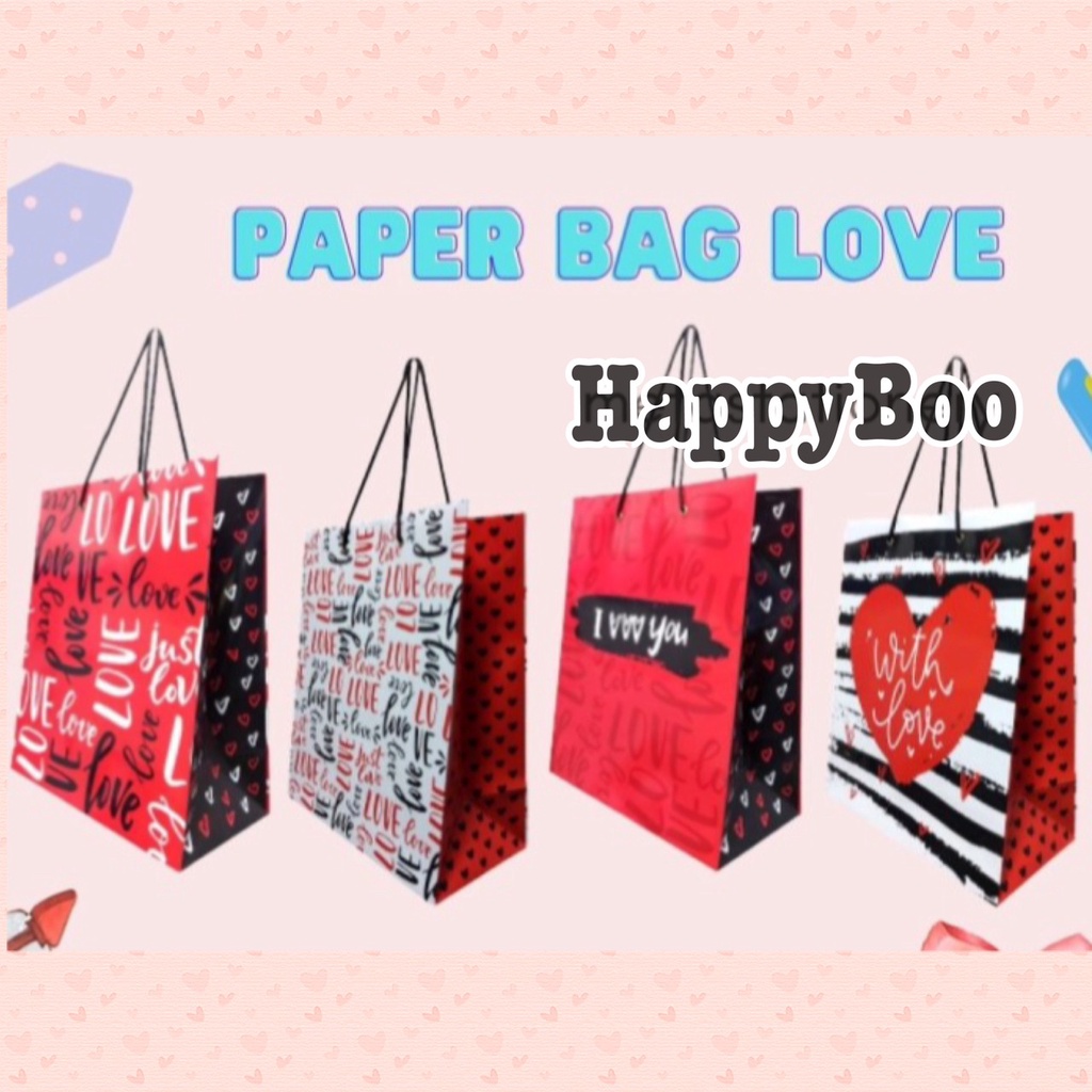 Bag paper love medium kiky high quality  tas goodie bag kado tas kertas tebal glossy