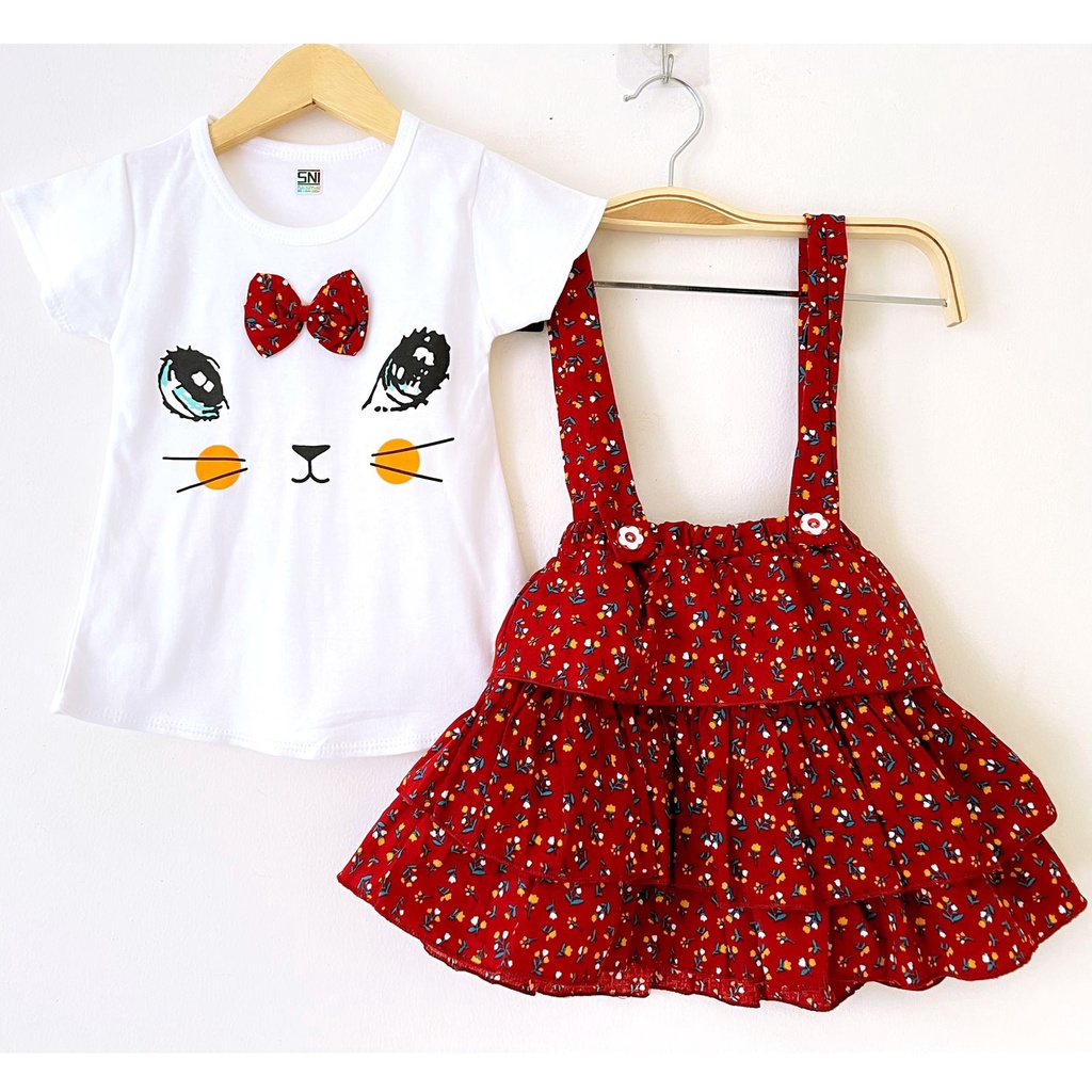 Miiko Overall / Flossy Dress Baju Setelan Jumper Rok Kaos Pergi Lucu Fashion Anak Bayi Perempuan Cewek Terlaris