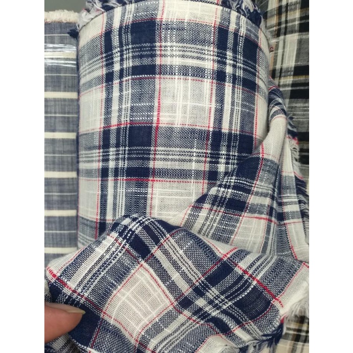 Best Seller Kain Linen Kain Pure Linen Kain Linen Checker Bahan Linen Kotak-Kotak