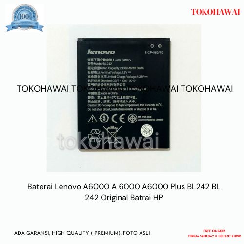 Baterai Lenovo A6000 A 6000 A6000 Plus BL242 BL 242 Original Batrai HP