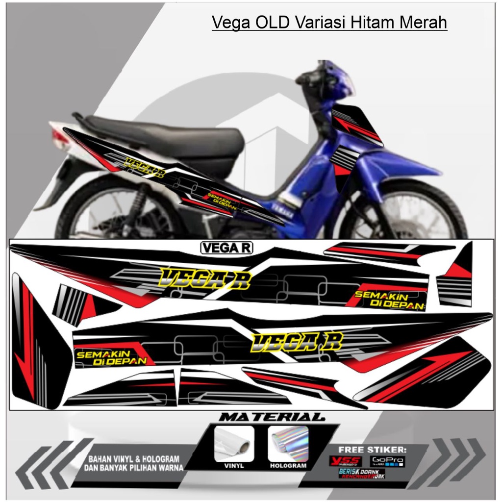 STIKER STRIPING VARIASI VEGA OLD BAHAN PUTIH/HOLOGRAM VINYL|LIS SEPEDA MOTOR VEGA|STIKER MOTOR VEGA 