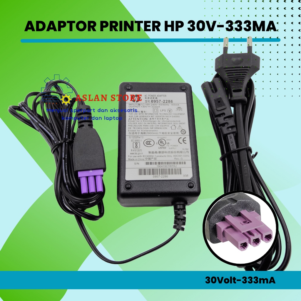 AC Power Adaptor Printer Hp deskjet 30V 333mAH 1000 1050 2050 2060 Original