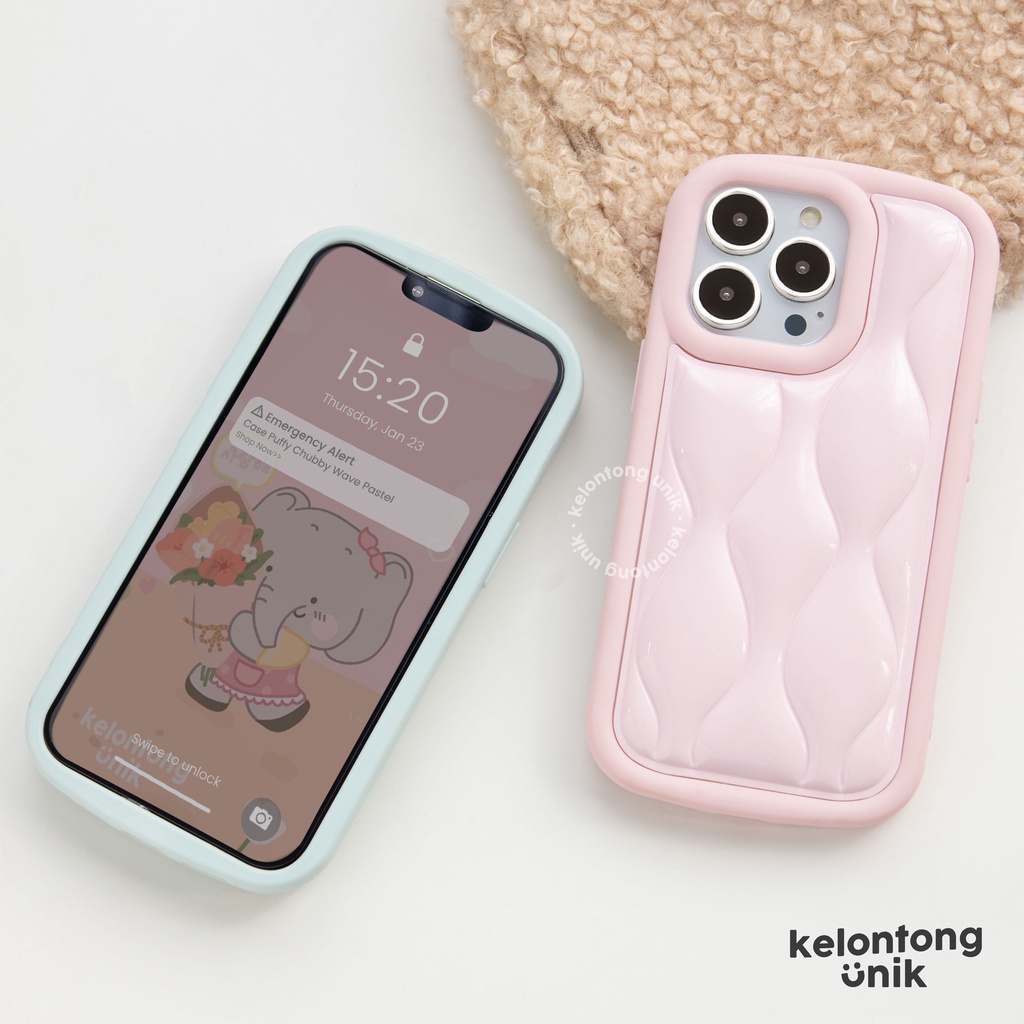 For iPhone - Pastel Color Chubby Wave Puffy Case