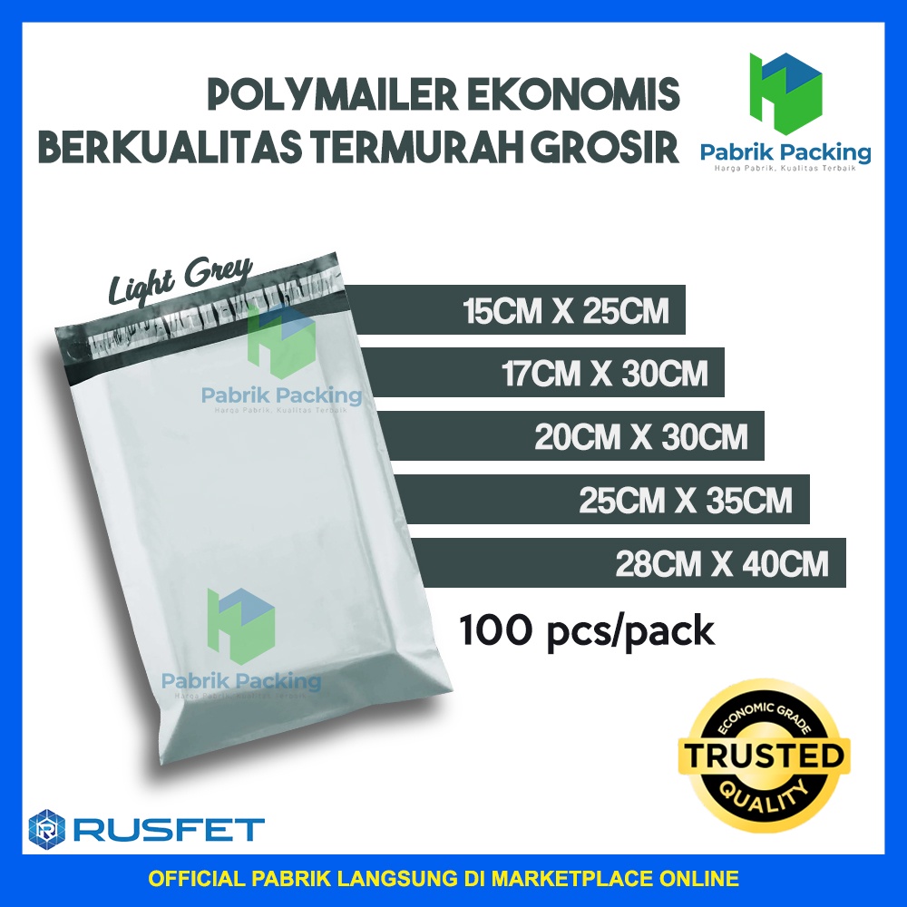 

POLYMAILER EKONOMIS LIGHT GREY - PLASTIK PACKING ONLINE MURAH PER PACK