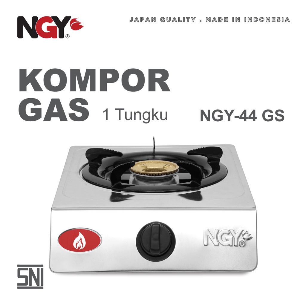 GRATIS selang premium - NGY Stain-teflonFree Gas Stove / Kompor Gas burner Api 1 Tungku | NGY-444 NAGOYA ori MANTAP