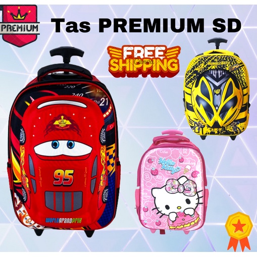 Tas Troley Sekolah Anak SD Transformer Optimus Prime 3D Timbul Hard Cover - Blue Red TROLI EMBOS OPTIMUS KOMBINASI