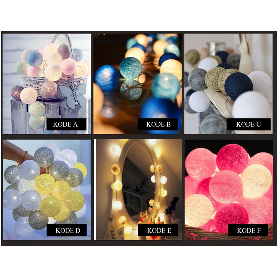 FYGALERY Lampu Bola Cotton Ball Light Lampion Benang Gantung Tumblr Light Murah