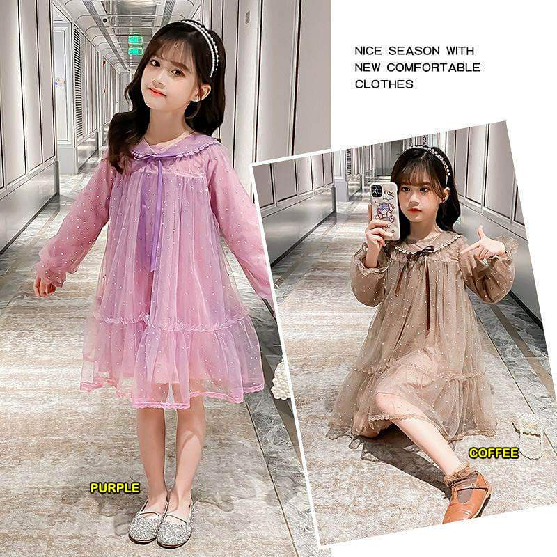 Dress Anak Perempuan PREMIUM Renda Shiney Polkadot