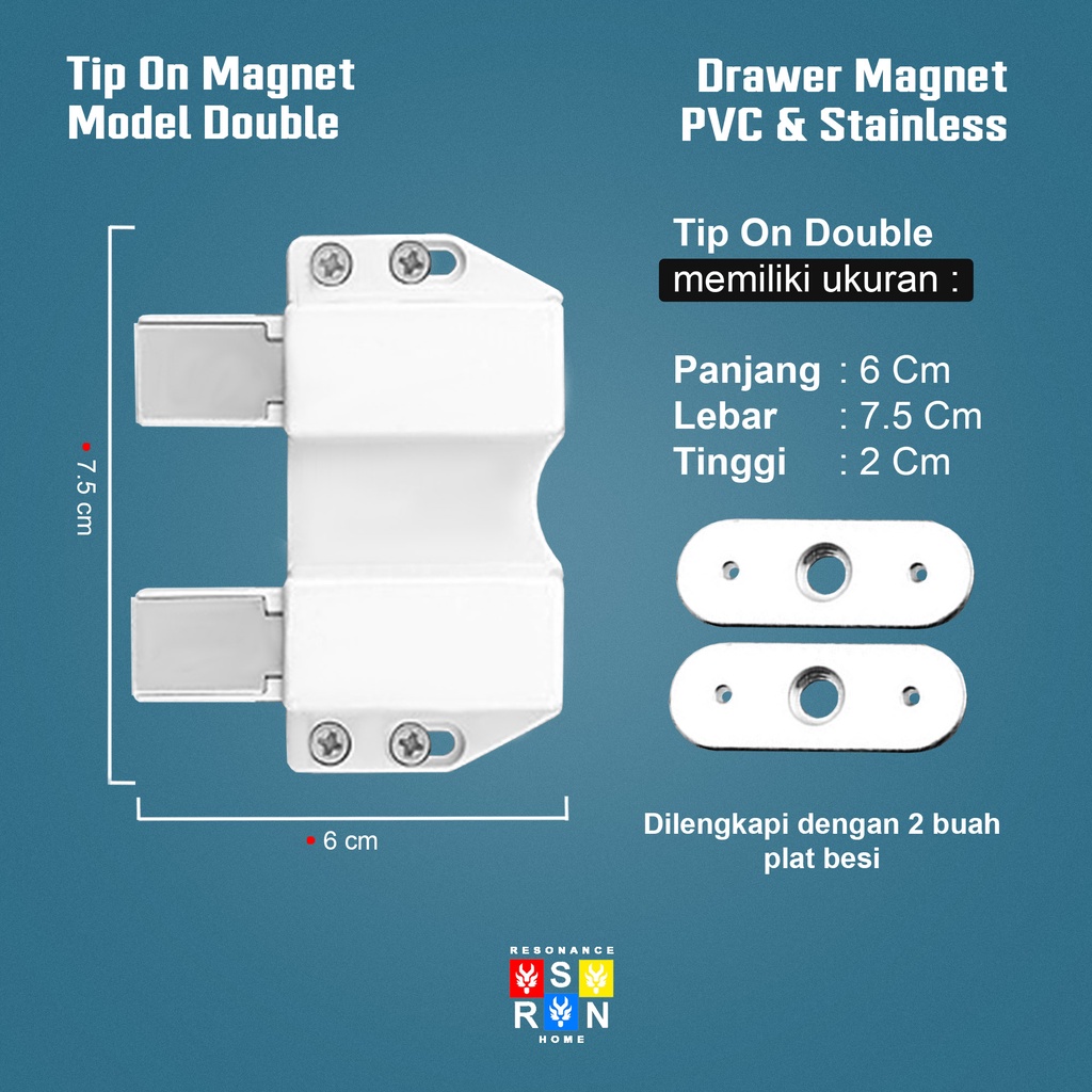 Push To Open Tip On Double Magnet / Door Catches Pintu Laci Lemari Resonance Home