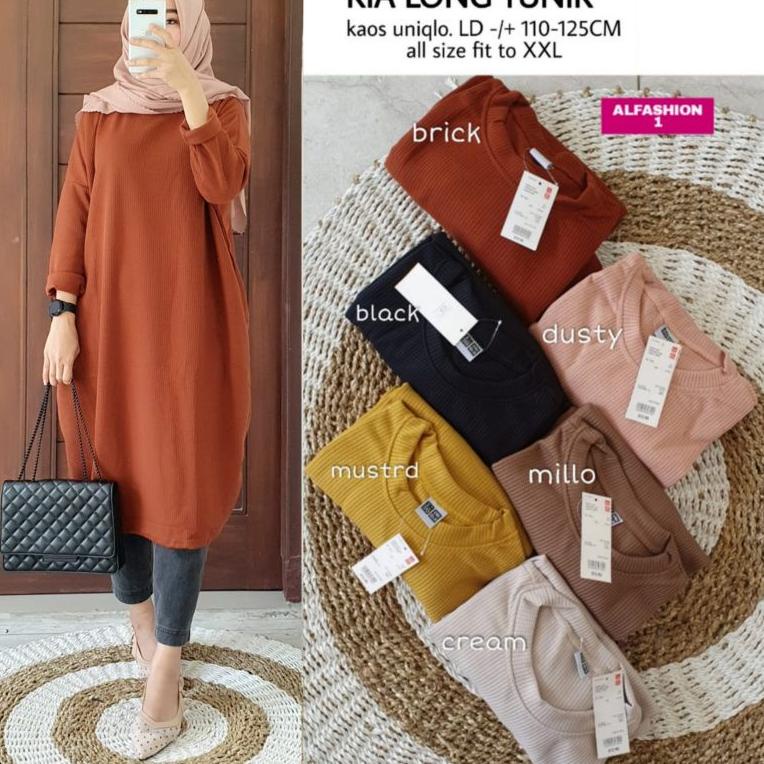 HOT SALE kia long tunik ori aashion tunik jumbo ld 130 ld 100 ld 120 kaos tunik wanita tunik import 