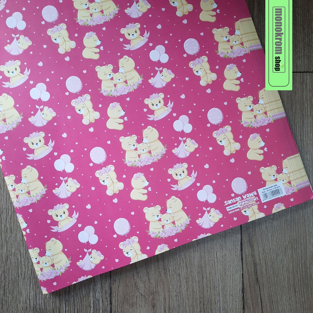 

Kertas Kado Sansan Wawa Kids Motif Bear Cute Dark Pink - Wrapping Paper