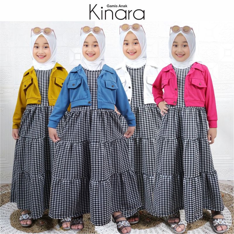 gamis kinara gamis baju muslim anak model rompi usia 4 sampai 10 tahun