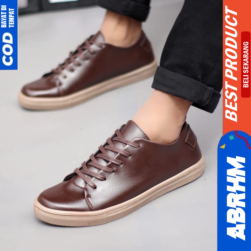 Sepatu Sneakers Pria Casual Hitam Kerja Abraham Dizon