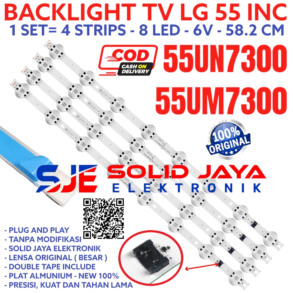 BACKLIGHT TV LG 55 INC 55UM7300 55UN7300 55UM 55UN LAMPU BL 8K 6V KODOK LENSA BESAR 8LED 8 KANCING 6V 55INCH 55INC 55IN INCH IN