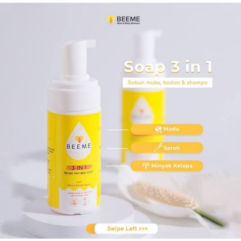 Paket Beeme Natural Soap 3in1 2 btl + Nourishing Balm 1pcs [FREE GIFT]