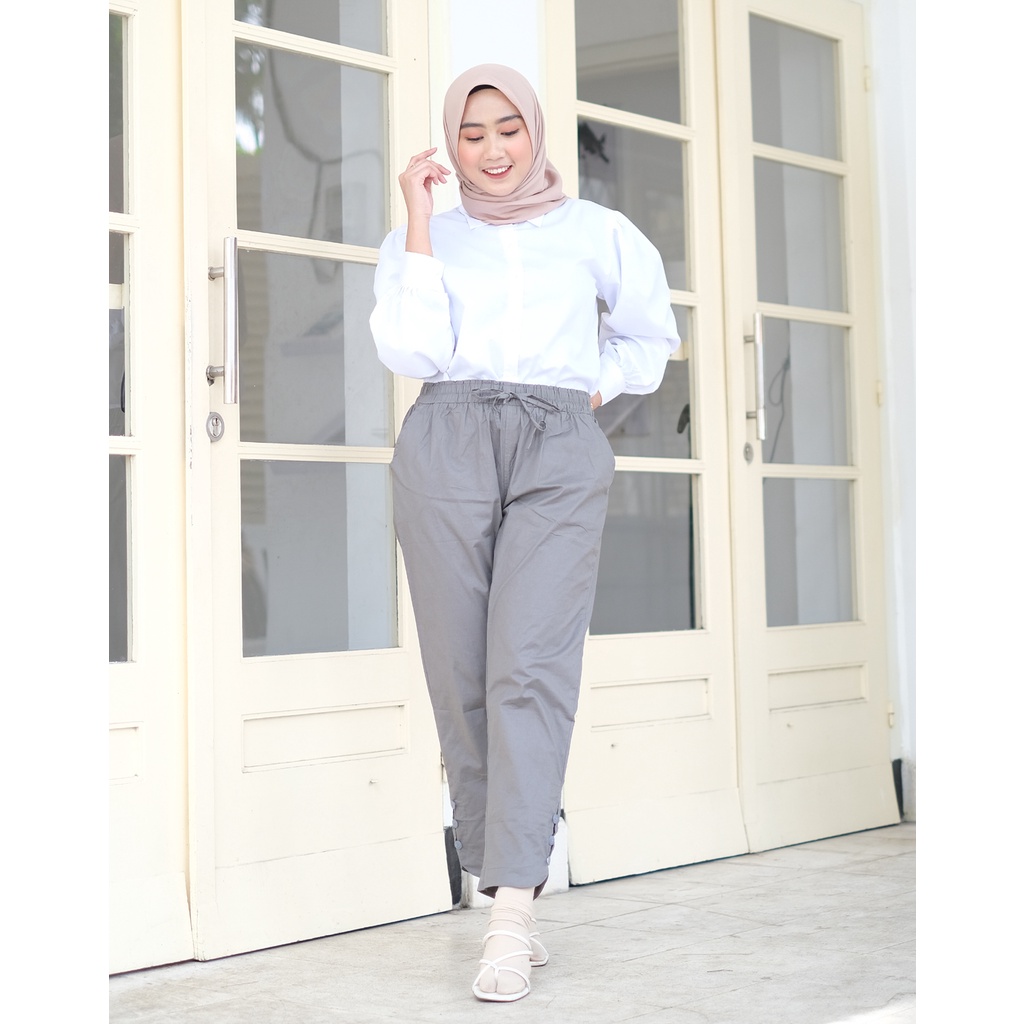 NHM Celana Panjang Wanita Cindy Pants, Celana Kerja Formal Casual Stretch