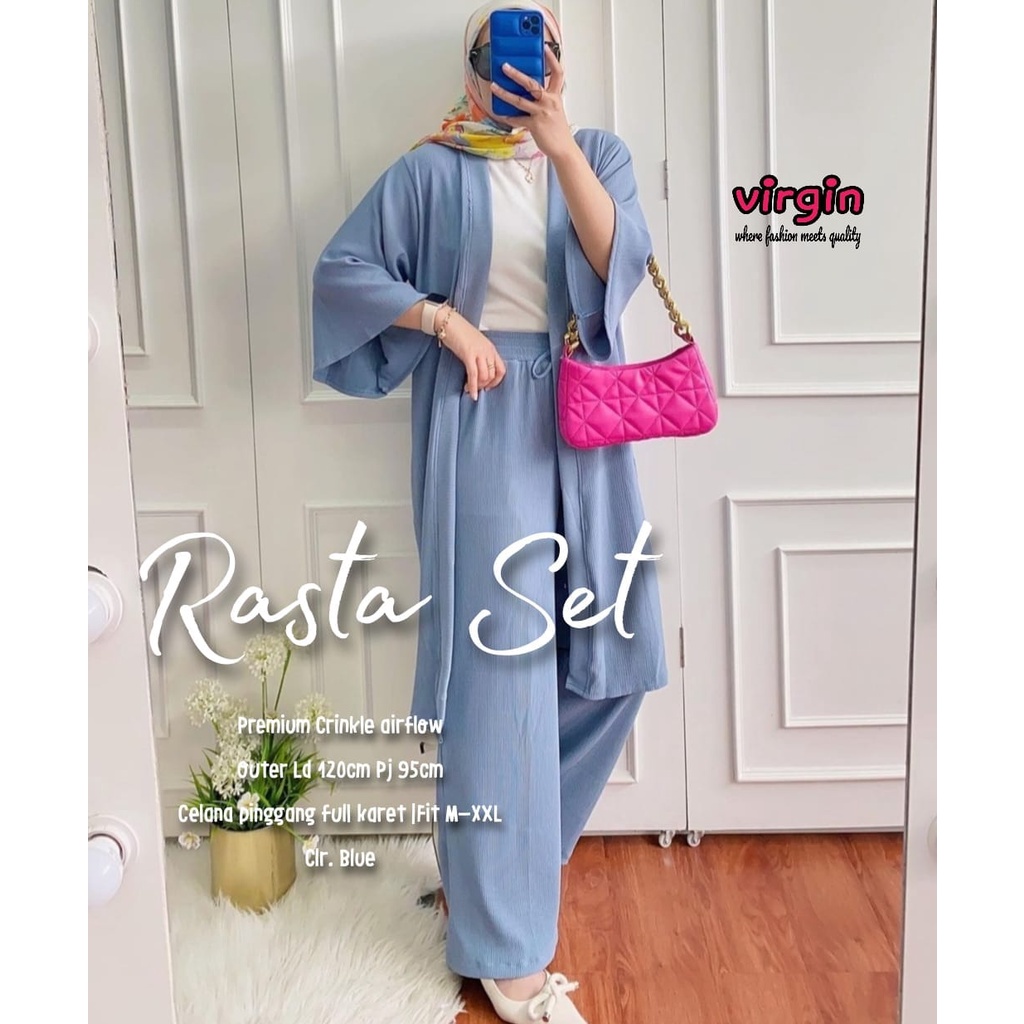 Rasta set / setelan outer cardi celana / katun krinkel airflow adem nyaman / terbaru terlaris