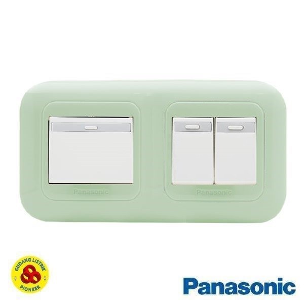 Panasonic Saklar 3G 1W WEJ78049TG + WEJ5541 Sakelar 3 Gang Pastel Green