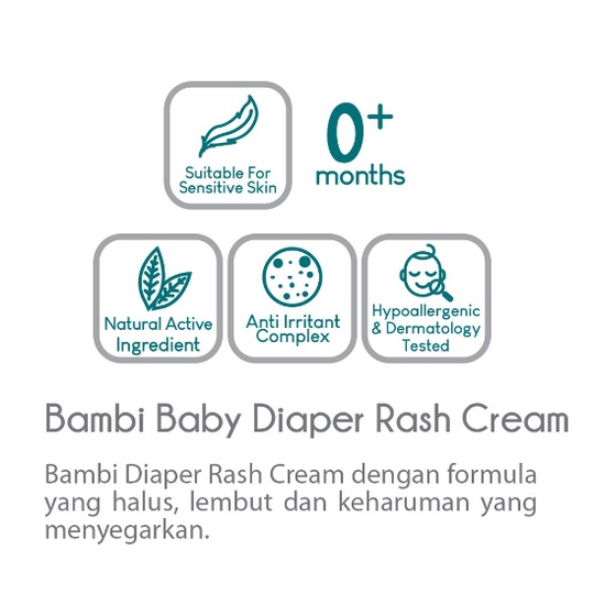 [BPOM] Bambi Baby Diaper Rash Cream 50ml / Krim Ruam Popok Pada Bayi Kulit Normal Sensitif / Krim Area Lipatan / Mencegah Iritasi Ringan / MY MOM