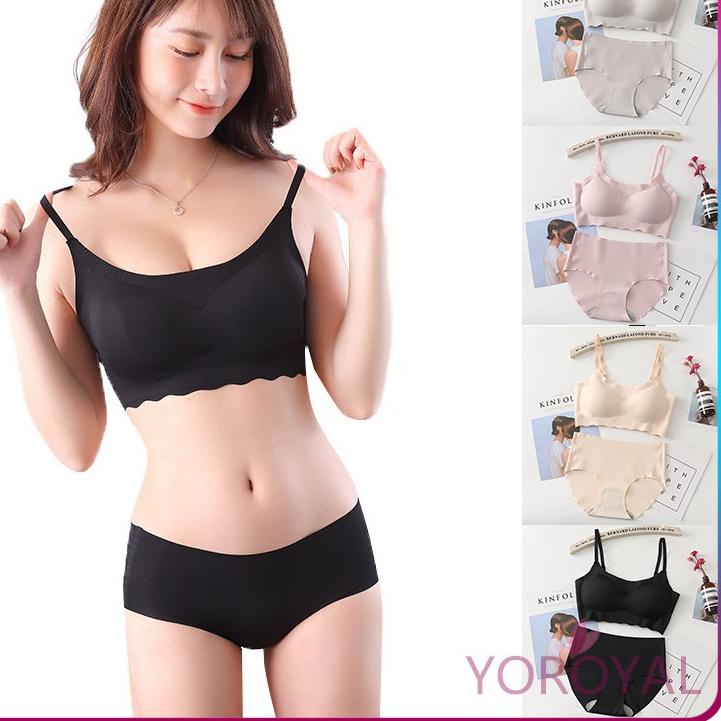 ☝ [BH+CD] Set Bra Seamless Jepang Push Up Bra Full Cup / Set Pakaian Dalam Es Sutra Seamless YOROYAL