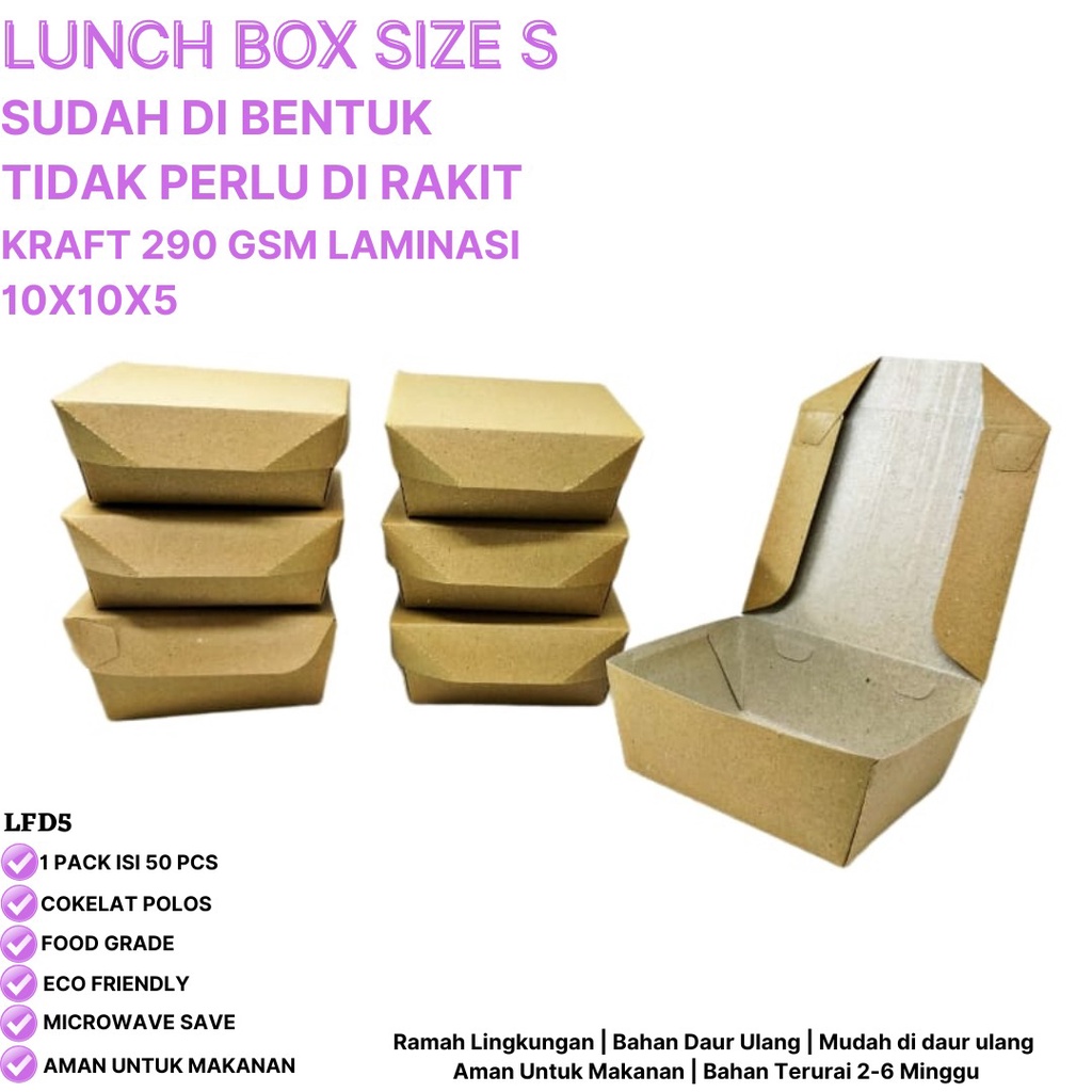 Lunch Box Small Sudah Terbentuk Tidak Perlu Dirakit (LFD5-Laminasi)