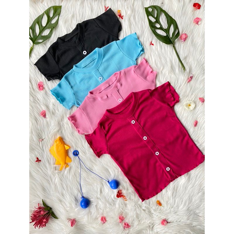 Baju Anak Perempuan CHILA Ruffle Knit Tee Rib | Baju Kaos Blouse Atasan Pakaian Anak Cewek Bahan Rib Knit Halus dan Lembut