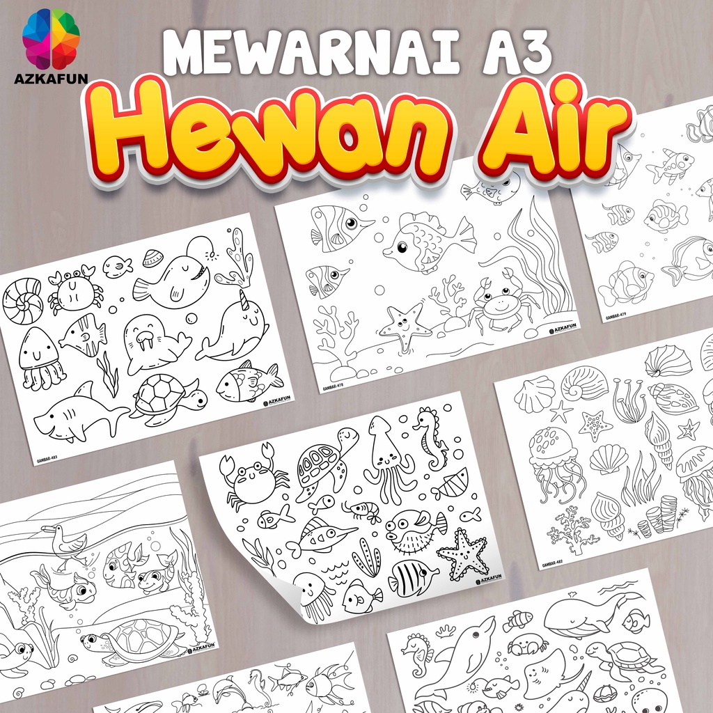 

Kertas Mewarnai A3 HEWAN DI AIR - Mewarnai perlengkapan sekolah back to school