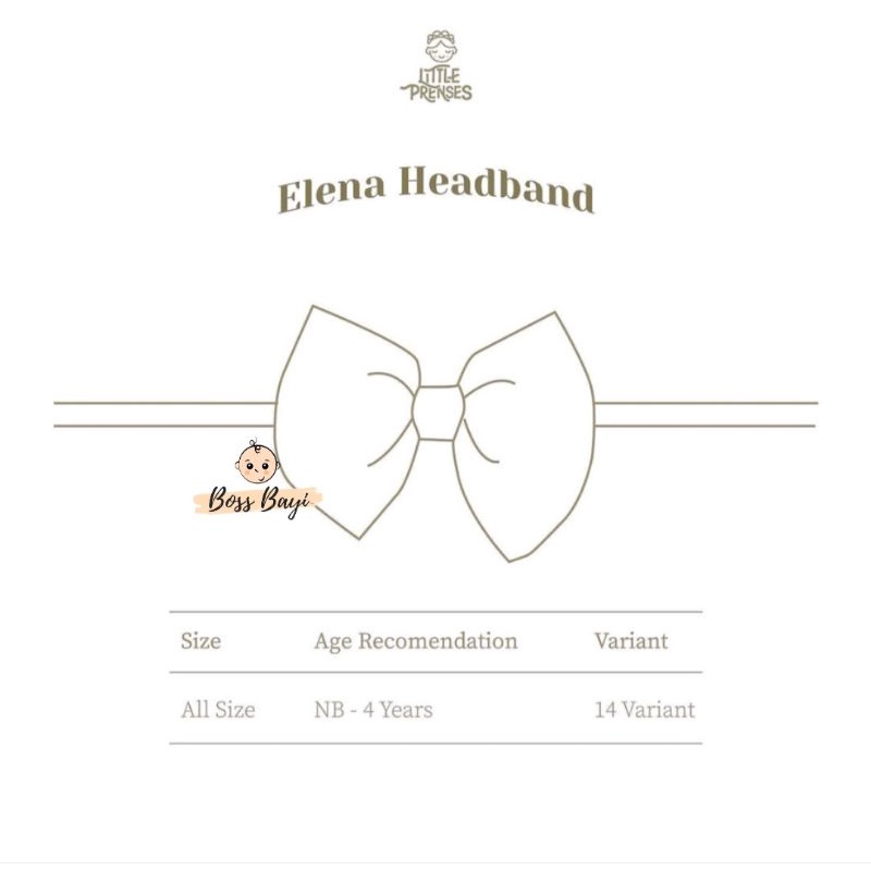 LITTLE PRENSES - ELENA HeadBand / Bando /Bandana Bayi Anak