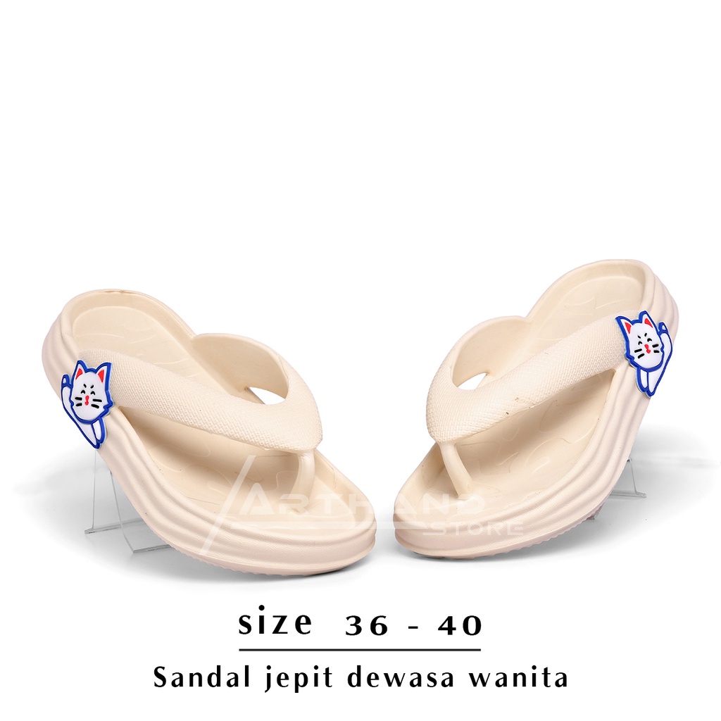 Sandal Wanita Model jepit sandal wanita terbaru karakter cat lucu