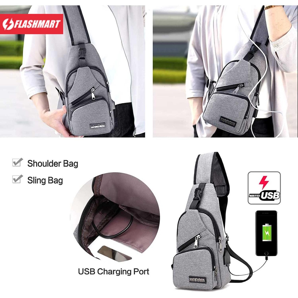 Flashmart MeiJieLuo Tas Selempang Crossbody Bag dengan USB Charger Port - MJ168