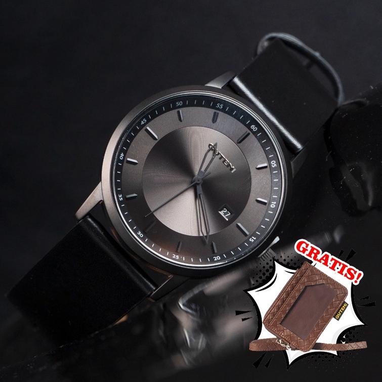 BEST SELLER Guteninc - Jam Tangan Pria Sincere Full Black Leather Watch