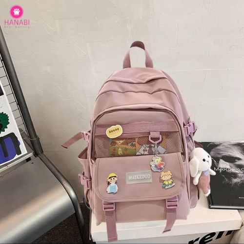 HANABI-tas ransel sekolah MOCHILA + PATCH tas ransel wanita tas jalanjalan tas korea