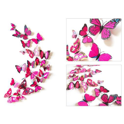 T&amp;Y Stiker Dinding 3D Motif Kupu - Kupu Wall Sticker 12pcs Butterfly PVC Dekorasi Ruangan 12 in 1