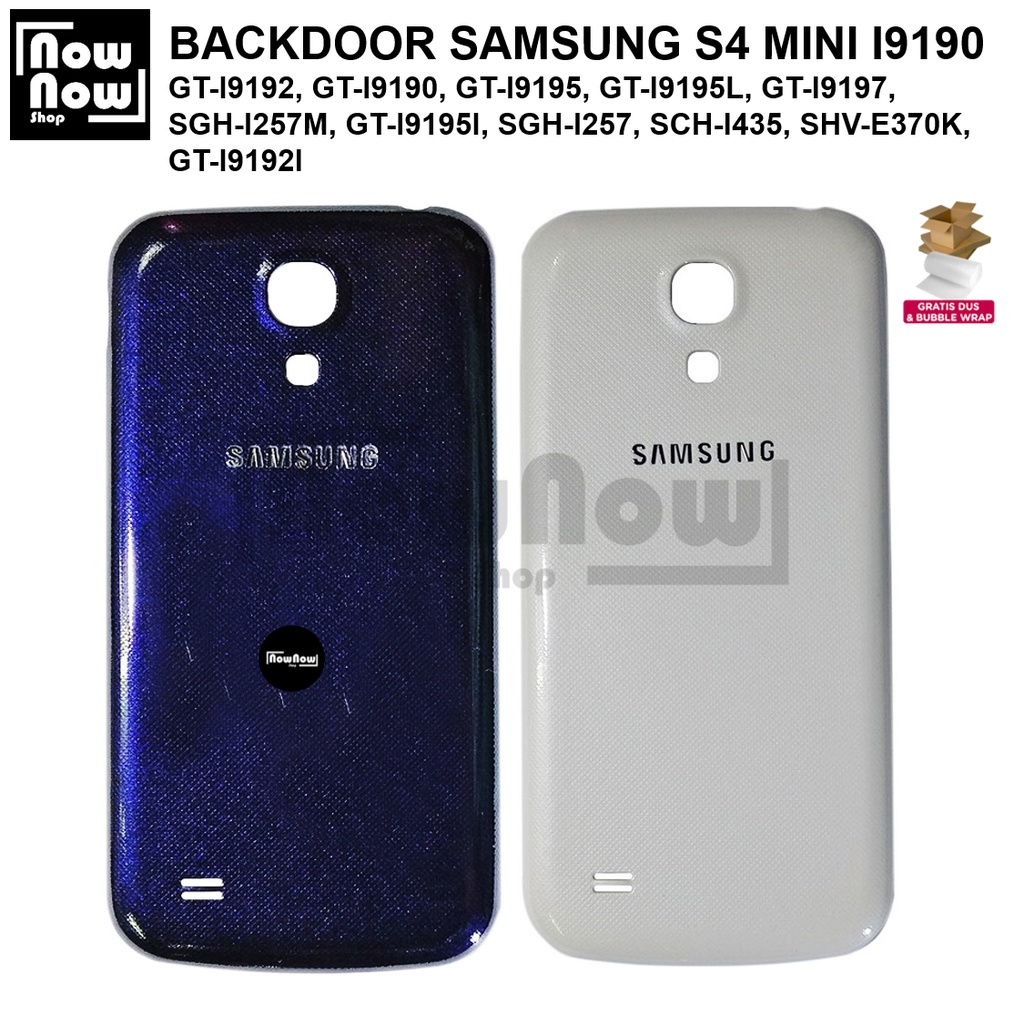 Backdoor Tutup Belakang Baterai Samsung Galaxy S4 Mini i9190 GT-I9192 GT-I9190 GT-I9195 GT-I9195L GT-I9197 SGH-I257M GT-I9195I SGH-I257 SCH-I435 SHV-E370K GT-I9192I Backcover Back Casing Housing Cover Belakang Back Case Panel Replacement