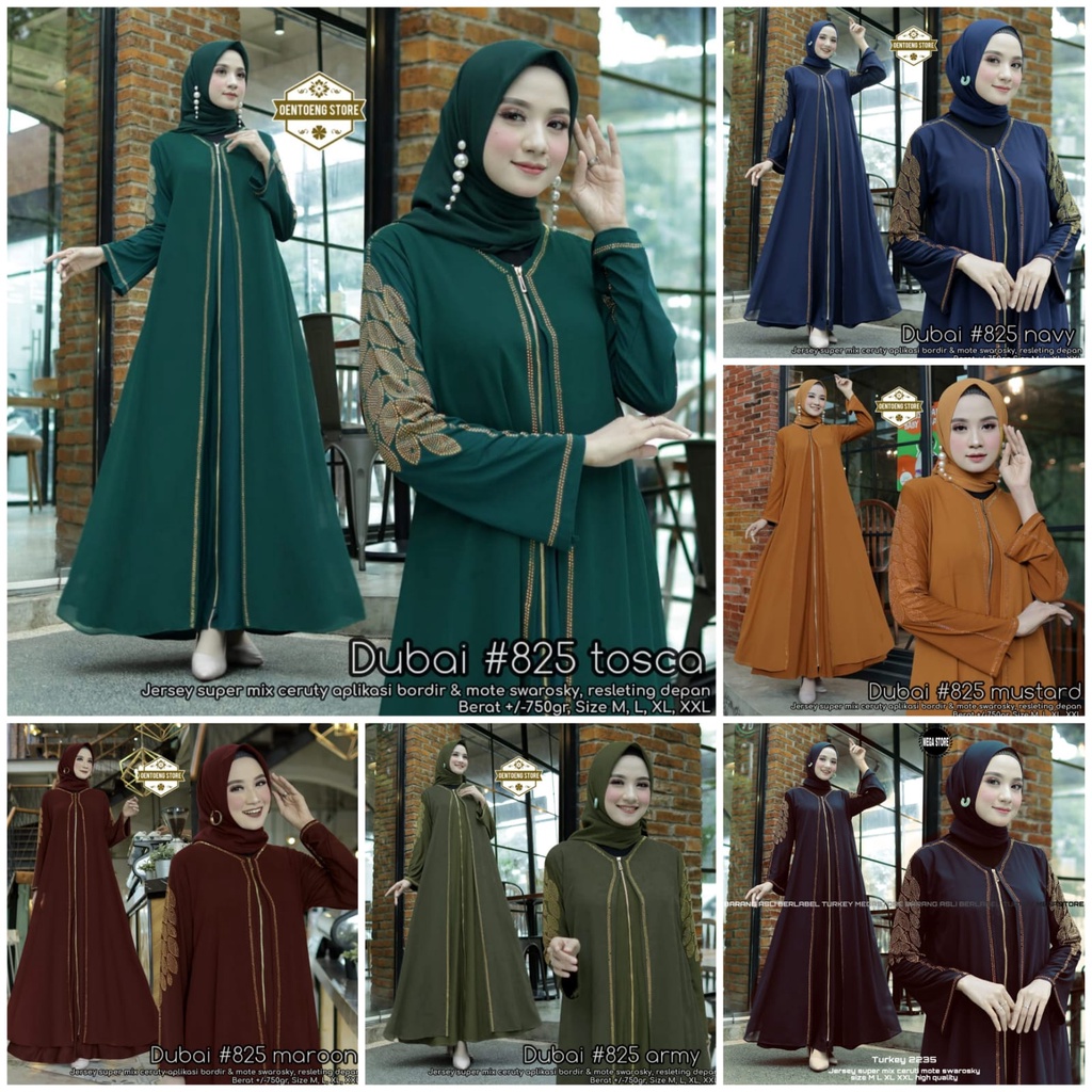 Gamis Abaya Dubai 825 Dress Muslim Wanita Jumbo Abaya Bordir Original