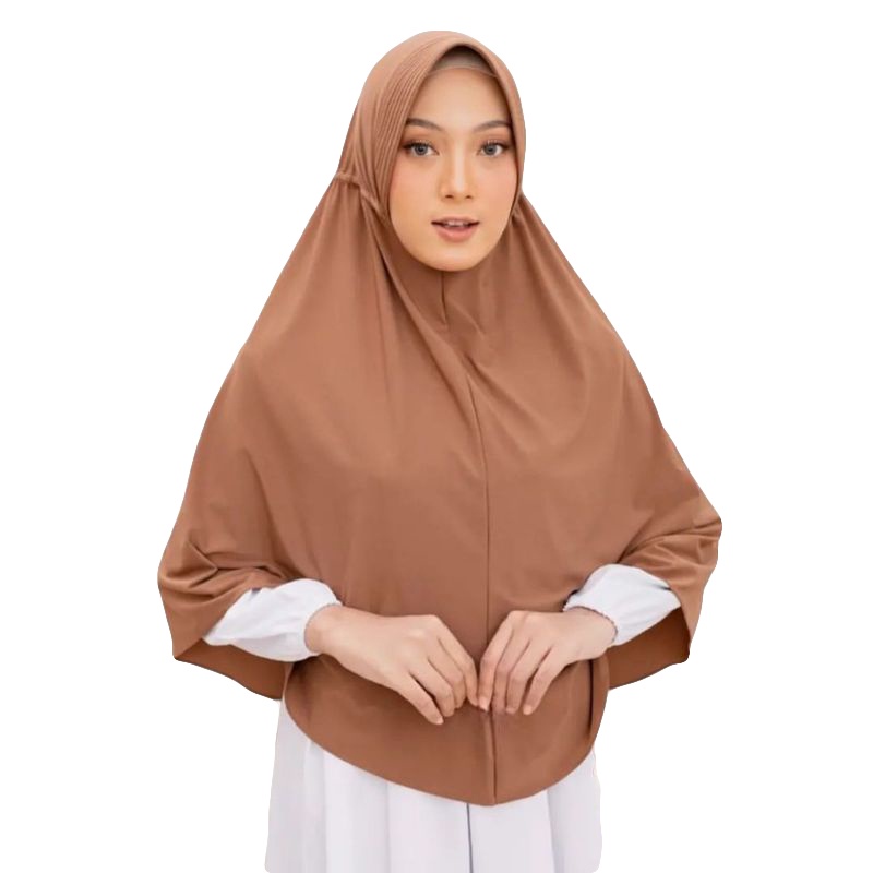 Khimar Jumbo XL Serut Jokowi Jersey Spandek Premium / Jilbab Hijab Kerudung Instan Serut Jersey Ukuran XL